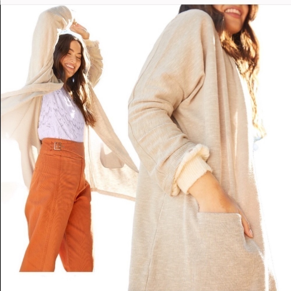 Donnie Ribbed Sandwash Sweater Coat Cardigan - Picture 3 of 7